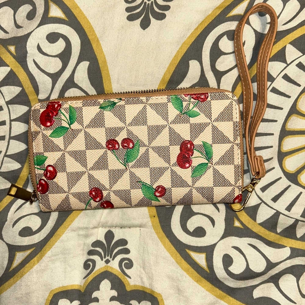Cherry Patterned Wristlet Wallet